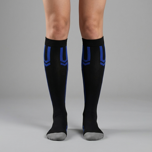 Compressiekousen - Investering Voor Je Opgezwollen Enkels - Zwart / Blauw