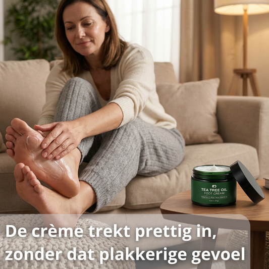 tea tree voetcrème met aloe vera, voetcrème tegen droge voeten, voetcrème voor ruwe hielen, voetcrème voor eelt, voetcrème voor hielkloven, intensief hydraterende voetcrème, verzorgende voetcrème, voetcrème met menthol, verkoelende voetcrème, voetcrème voor vermoeide voeten, voetcrème voor zachte voeten, voetverzorging crème, voeten crème voor thuisgebruik, voetcrème voor winterdroogte, voetcrème voor schrale voeten, tea tree olie voetcrème, aloe vera voetcrème, voetcrème met vitamine E, voetcrème voor glad